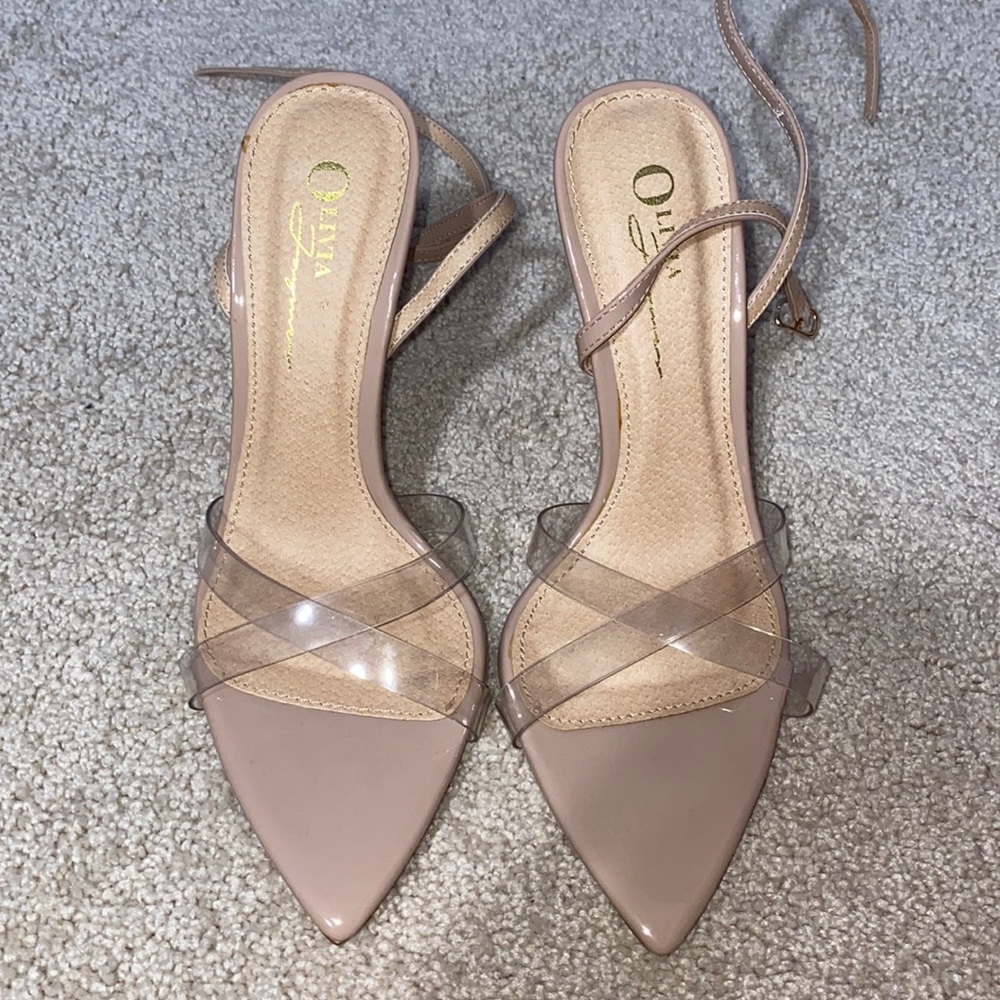 Nude clear heels